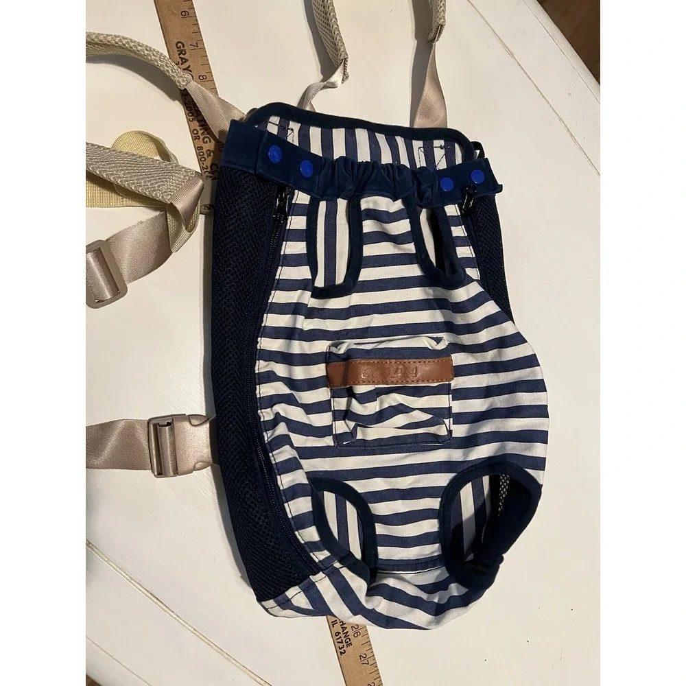 COODIA Legs Out Front Pet Dog Carrier Front Chest Backpack Blue Striped XL